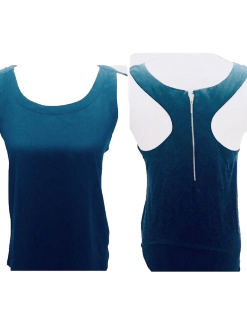 Japna Navy Blue Racerback Zip Flowy Tank Top